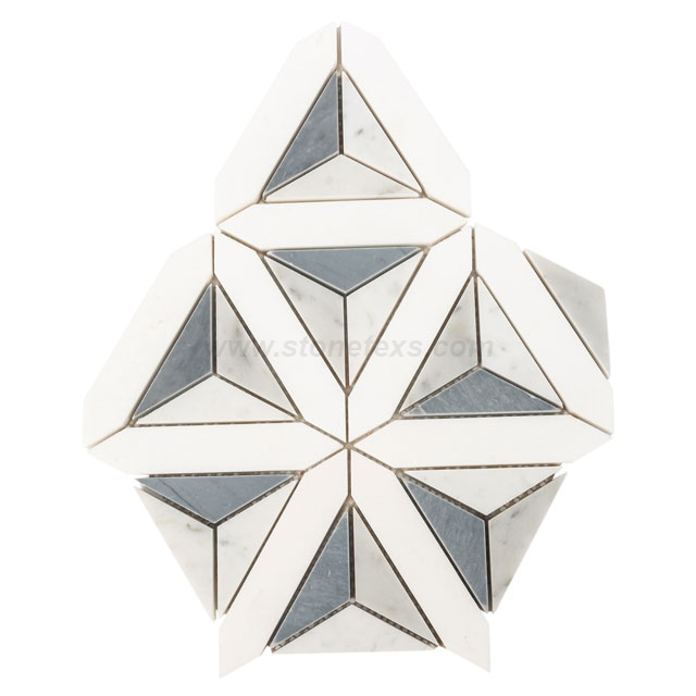 Geometric Modern Tile Thassos Bardiglio And Carrara Mosaics