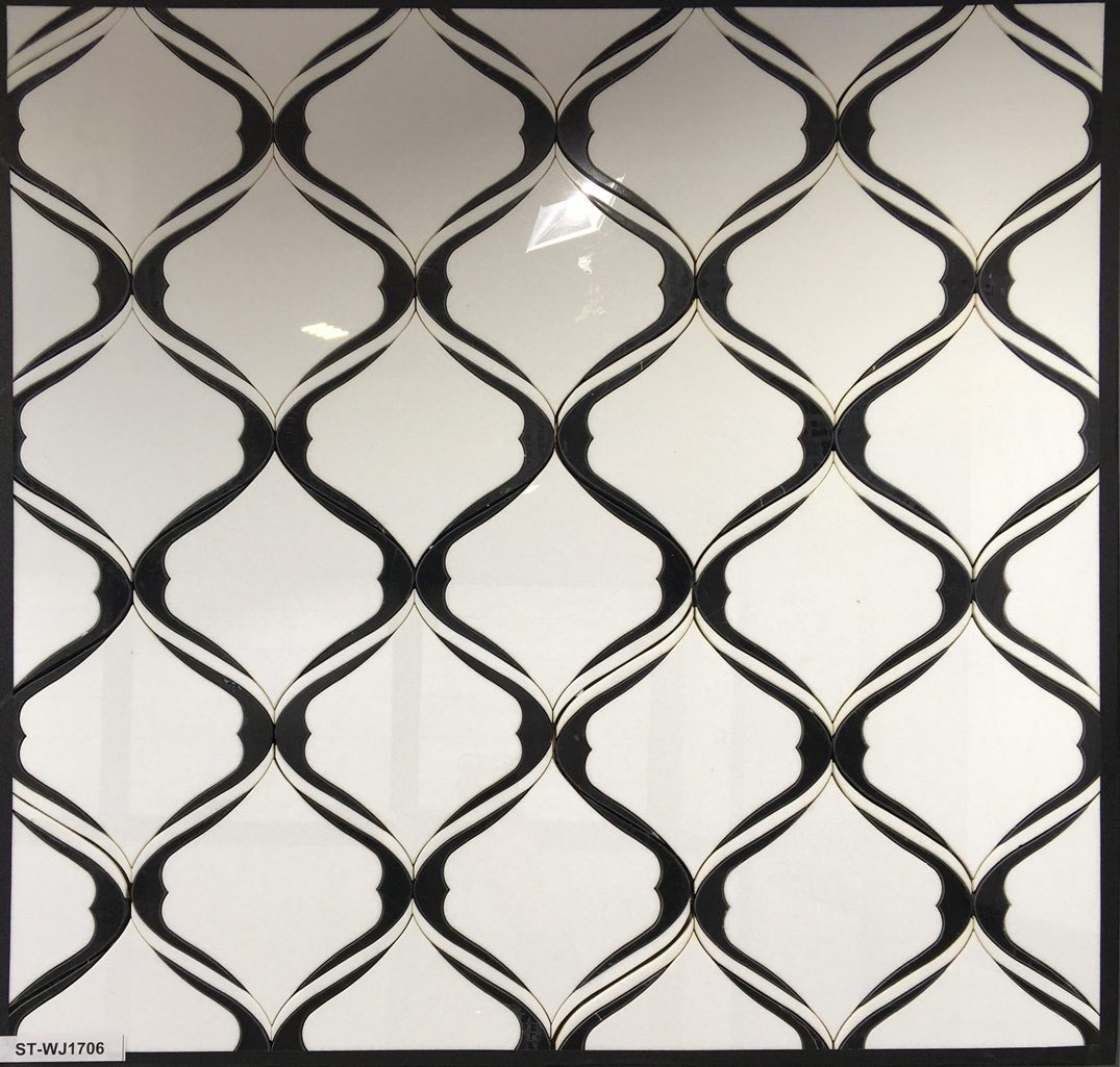 Black and White marble waterjet mosaic