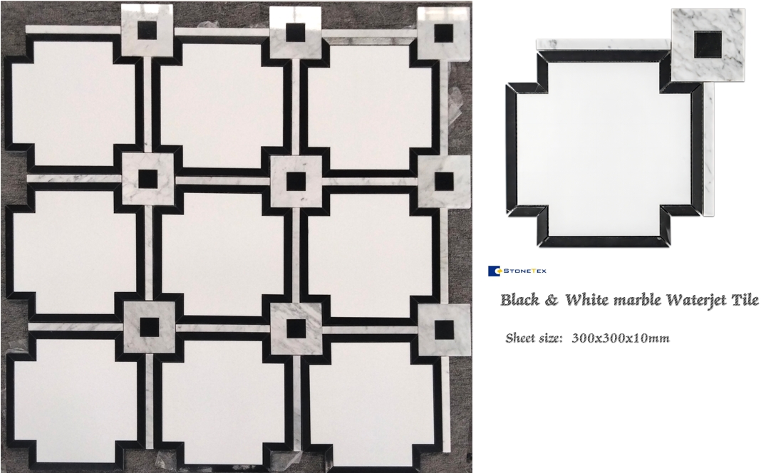 waterjet black and white mosaic