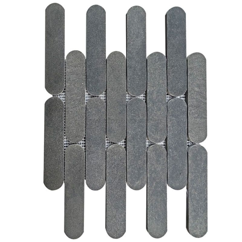 Black Basalt Stone Capsule Long Oval Mosaic Tiles Supplier